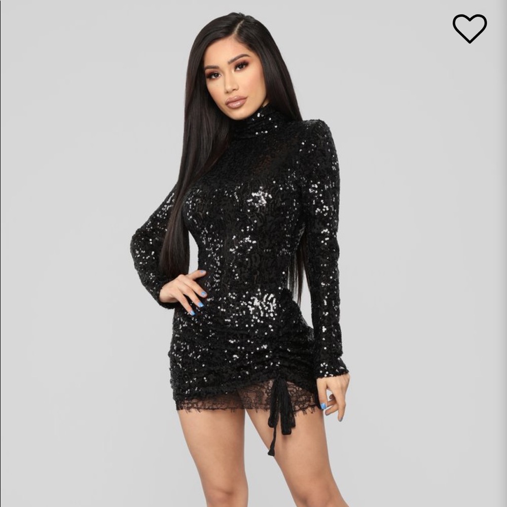 Black Sequin Fashion Nova Mini Dress